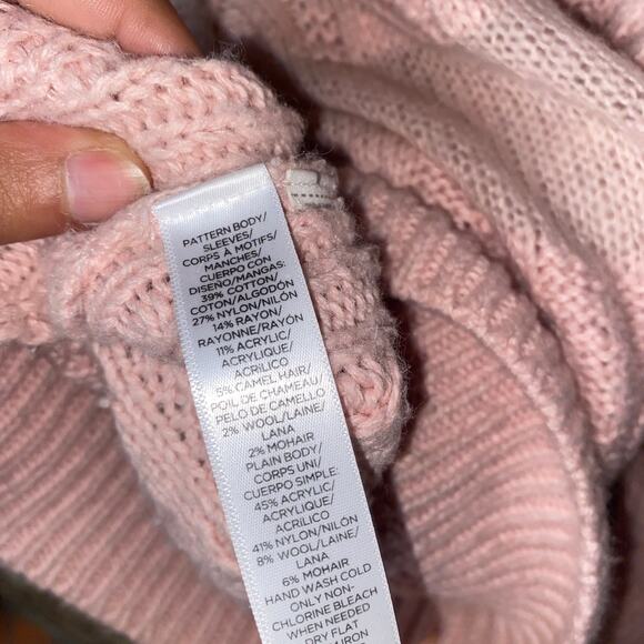 Ann Taylor LOFT Pink Cable Knit Striped Pullover Sweater Women's Size Medium - Picture 5 of 5
